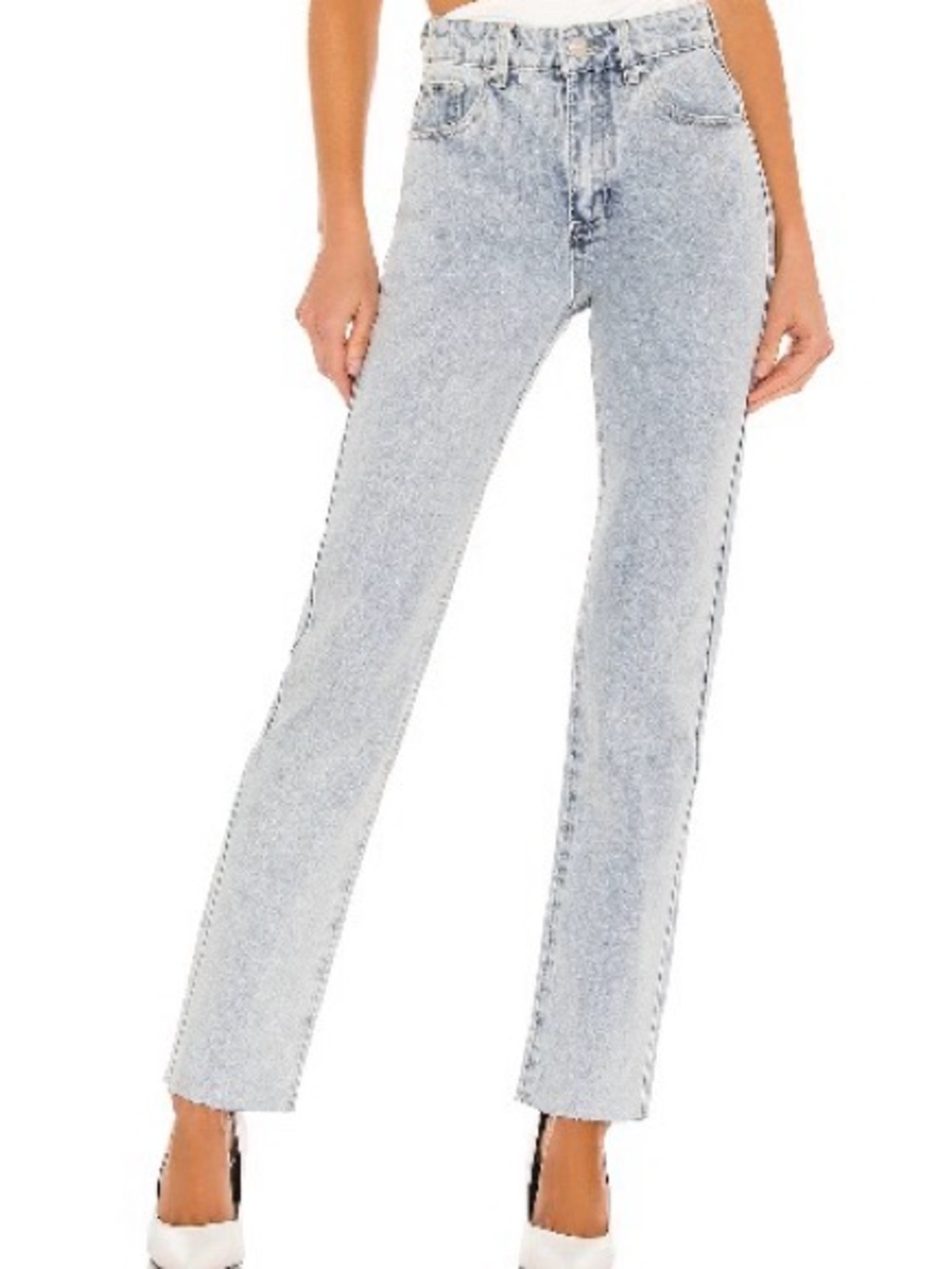 superdown Light Acid Wash High-Rise Straight Leg Jeans